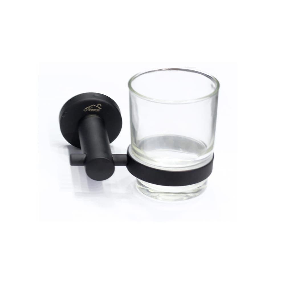 Black Single Toothbrush Tumbler Holder - Elegant Bathroom Accessory