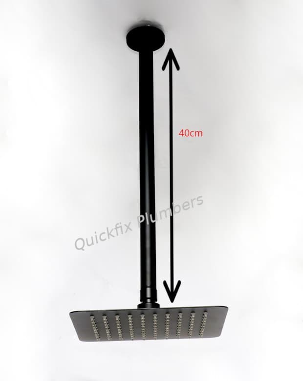 Rainfall shower head with arm black